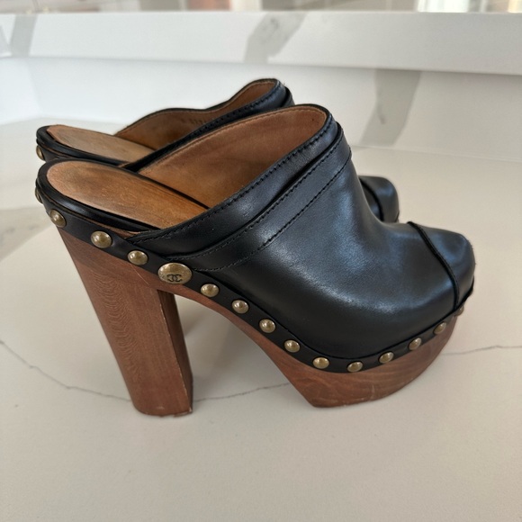 AUTH CHANEL Platform Clogs Mules Black 40/9 - Picture 2 of 8